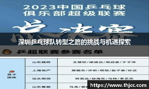 深圳乒乓球队转型之路的挑战与机遇探索