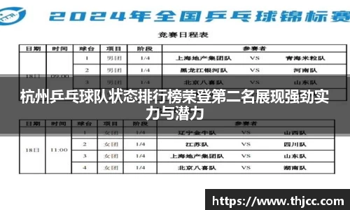 杭州乒乓球队状态排行榜荣登第二名展现强劲实力与潜力